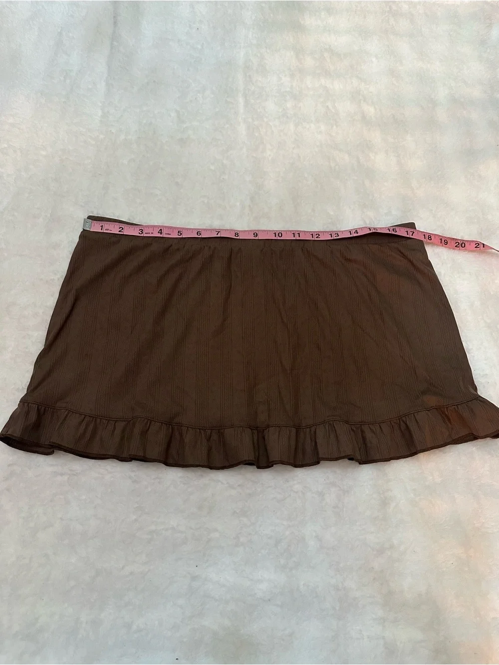 New! Frankie's Bikinis x PINK Brown Ruffle Hem Swim Coverup Skirt 9074